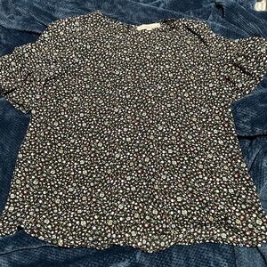 LOFT Black Floral Top